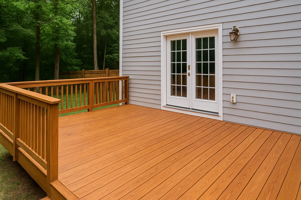 Stained backyard deck