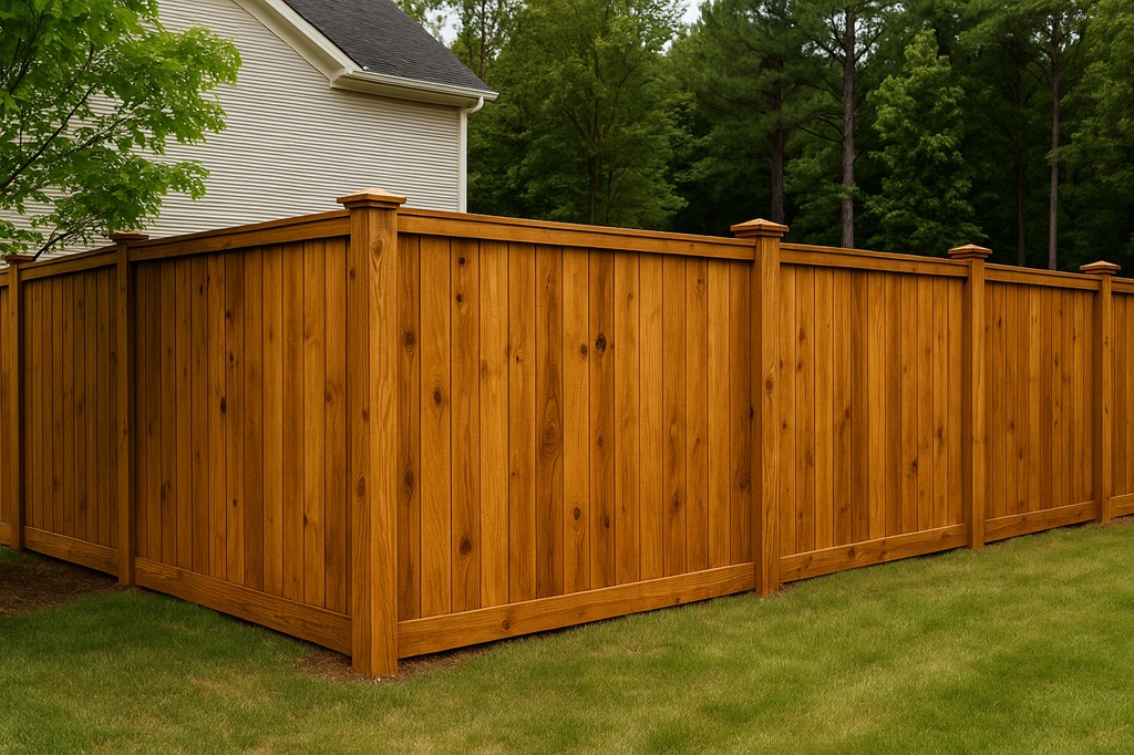 Stained privacy fence